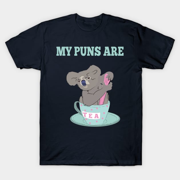 My Puns Are Koala Tea Funny Humor Sayings Gift T-Shirt by klimentina